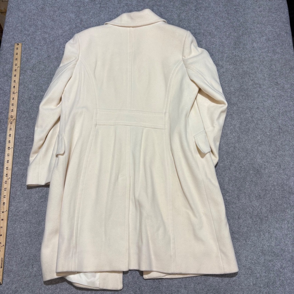 Anne Klein Cream Wool Blend Button Front Long Coat Women Size 16 Off White - Picture 5 of 5